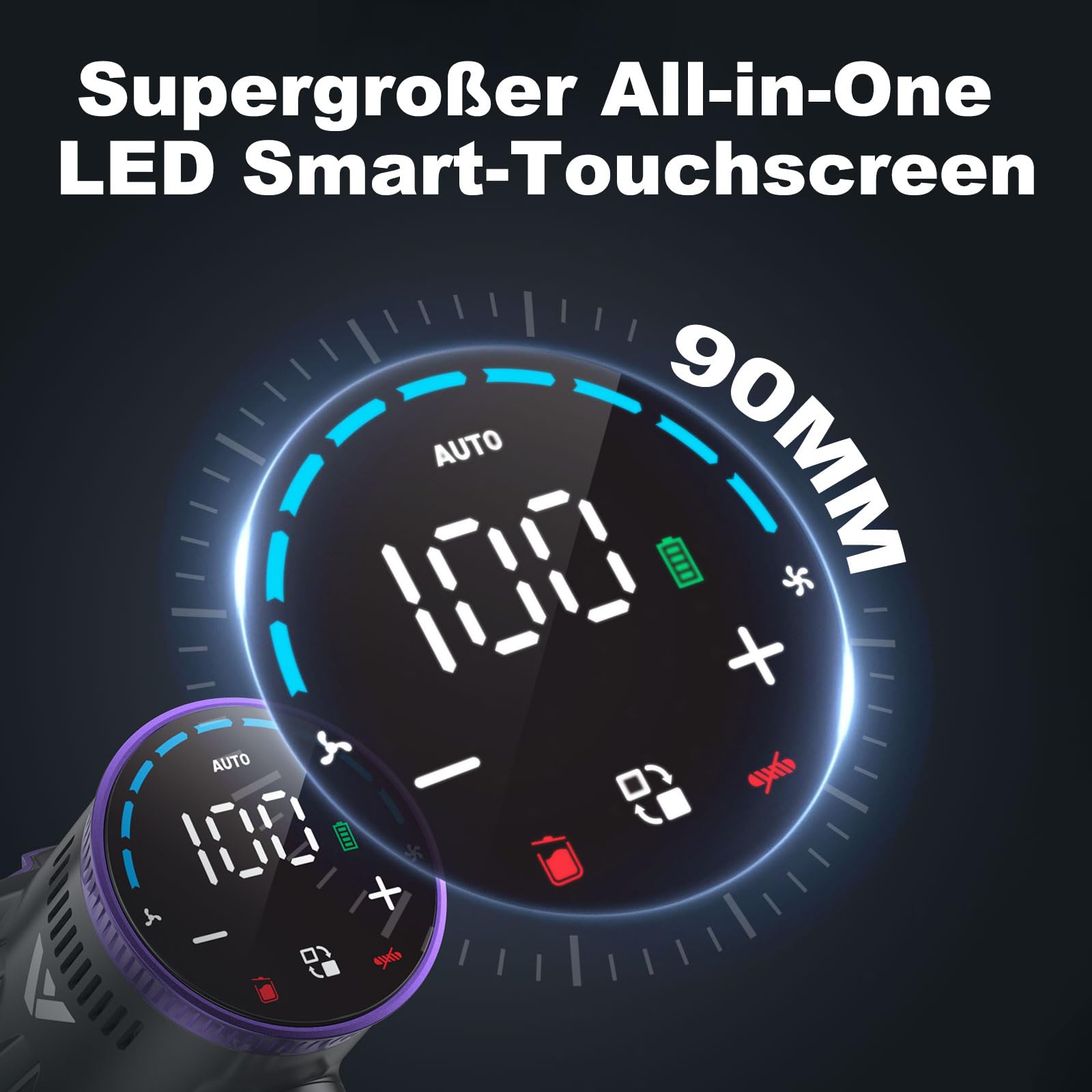 Coovy SU7 Akku-Staubsauger Kabellos, 580W, 75 Min, großes Display & Automatikmodus – für Teppiche, Hartböden & Tierhaare