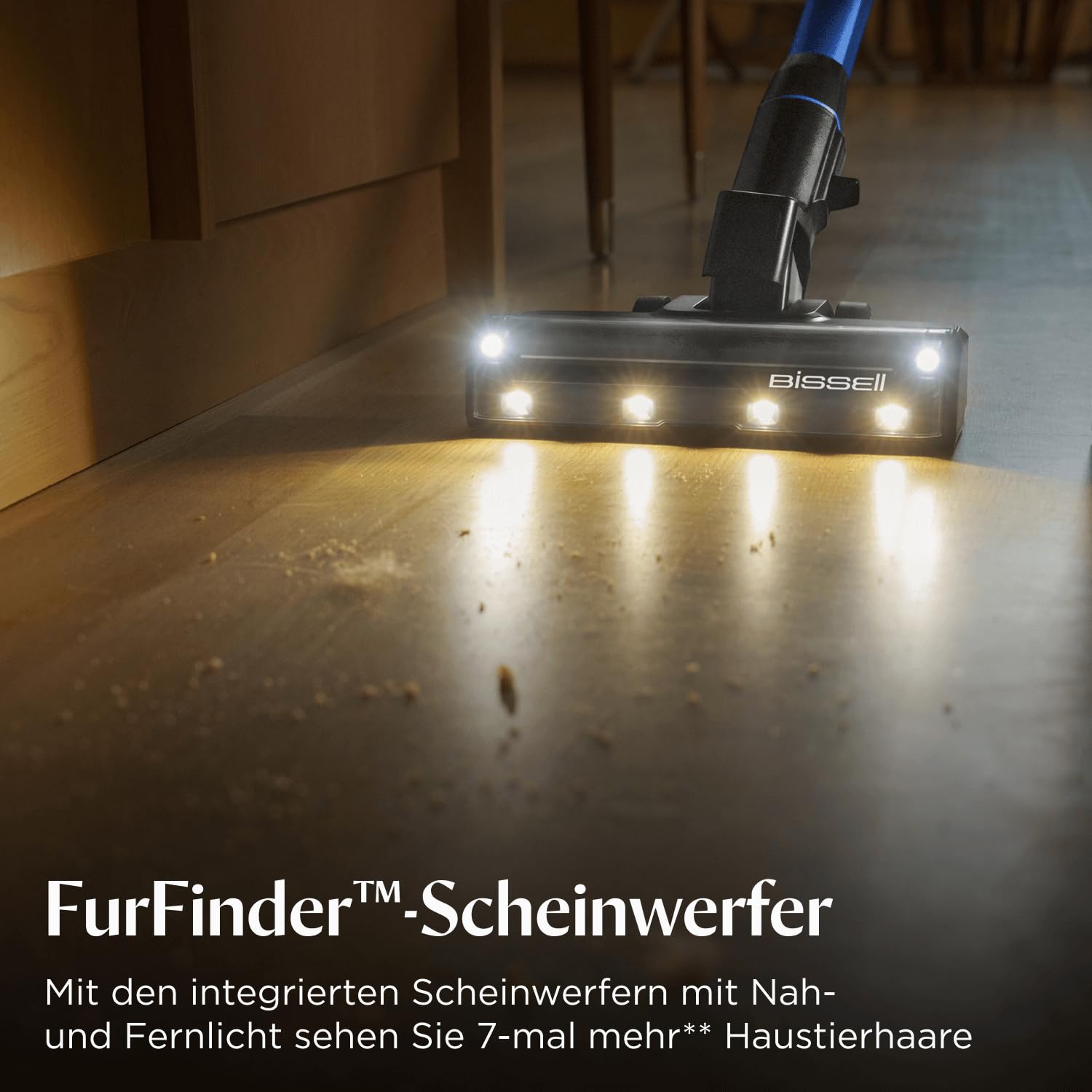 BISSELL PowerClean FurFinder Akku-Staubsauger, 200W Motor, FurFinder-Licht, Anti-Tangle Bürste, HEPA-Filter, 40 Min Laufzeit
