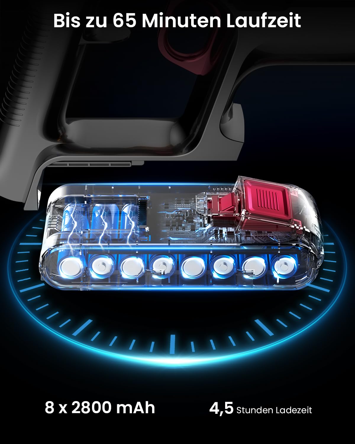 Anyson Akku-Staubsauger Kabellos, 1.6L, leise mit LED-Display & Anti-Tangle-Bürste – für Teppiche, Hartböden & Tierhaare