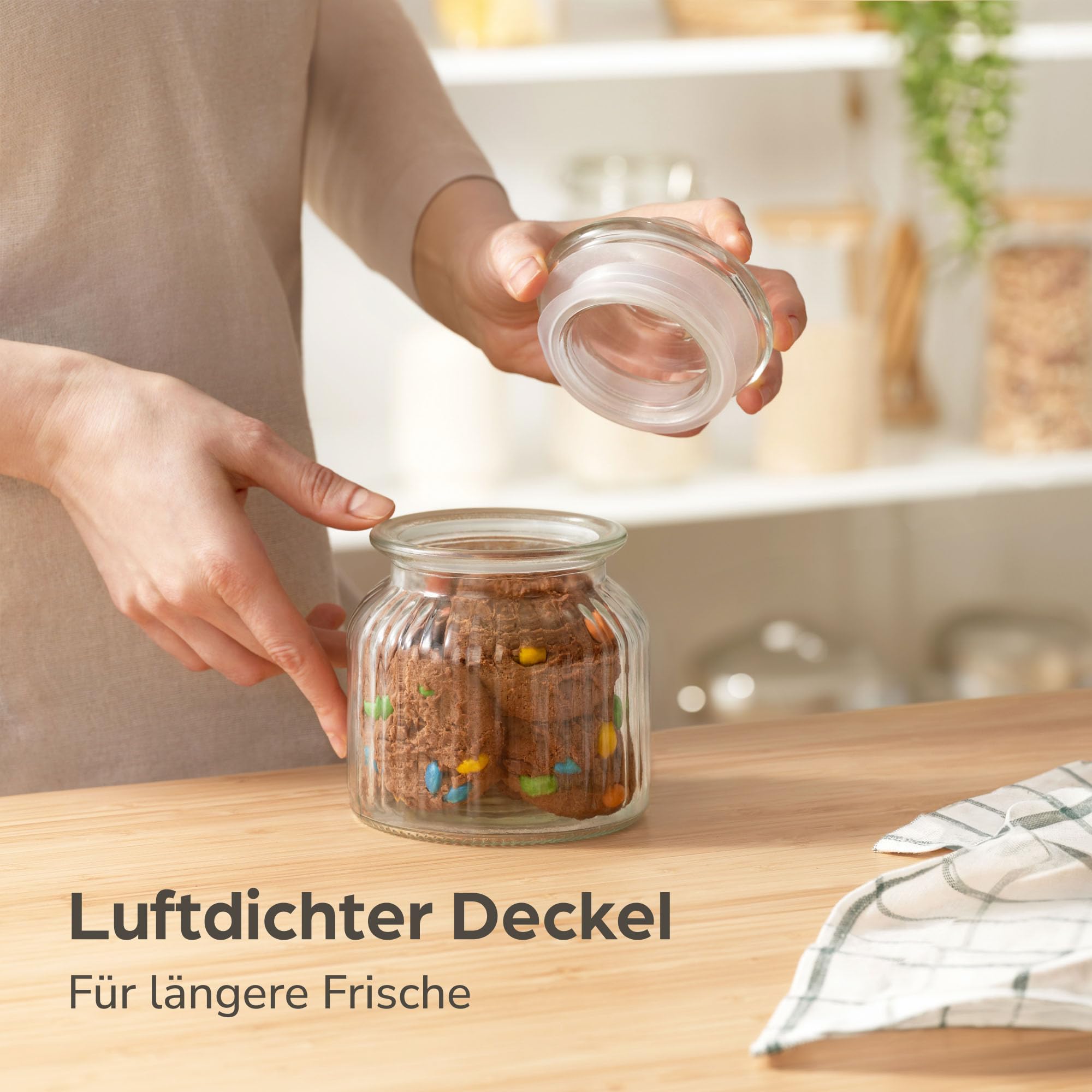 Praknu Bonbonglas mit Deckel & Etiketten - 700ml - 6 Vintage Vorratsgläser für Candy Bar, Hochzeit, Party & Küche - Spülmaschinenfest - Für Kekse