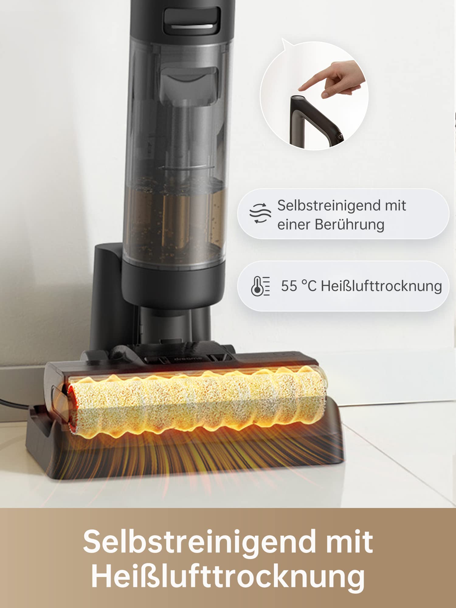 Dreame H12 Pro Nass-Trockensauger Kabellos, Kantenreinigung, Selbstreinigung, Schmutzerkennung, LED-Display, 35 Min Laufzeit, 900ml Tank