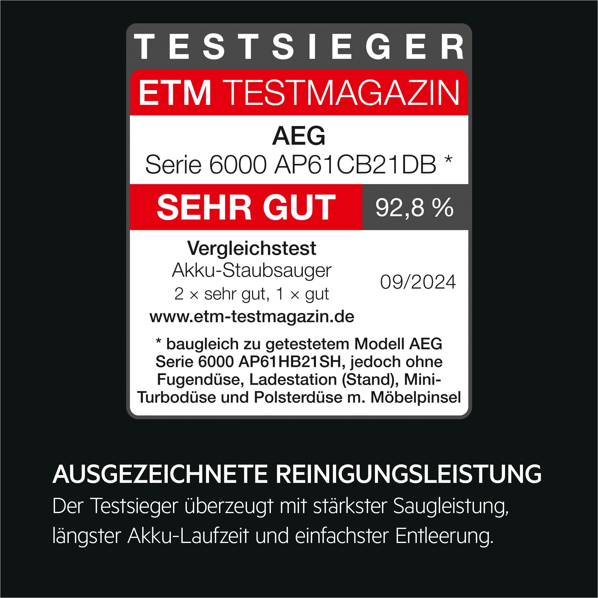 AEG 6000 Akku-Staubsauger, Digitalmotor mit 103.000 U/Min, 40 Min Laufzeit, 99% Staubaufnahme, leichter Akku, kabellos & handlich