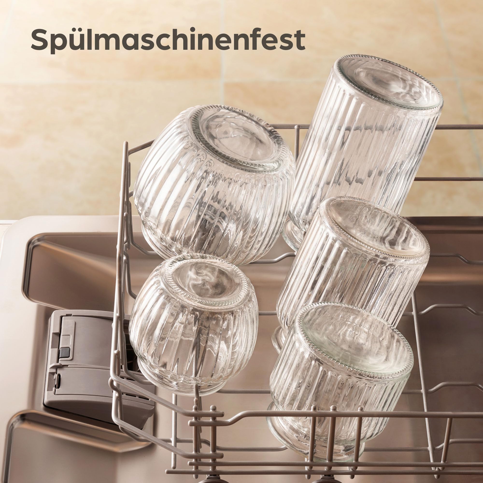 Praknu Bonbonglas mit Deckel & Etiketten - 700ml - 6 Vintage Vorratsgläser für Candy Bar, Hochzeit, Party & Küche - Spülmaschinenfest - Für Kekse